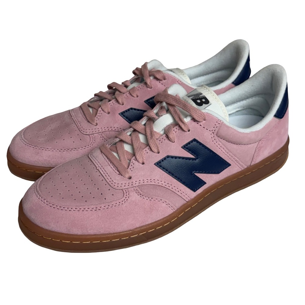 New Balance T500 Pink Taffy Blue Oyster Suede Sneakers Size 11.5 - Picture 2 of 10